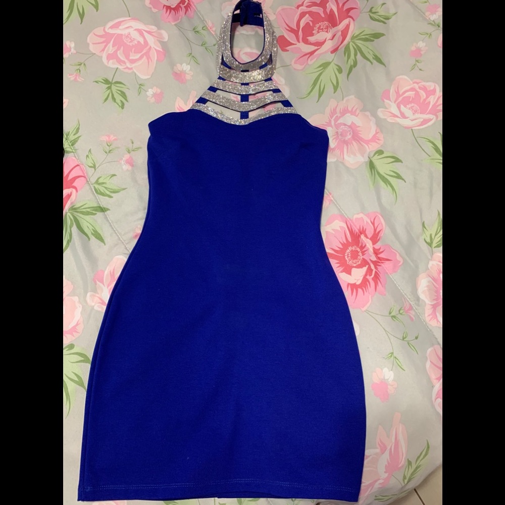 Blue boutique  halter mini dress size small